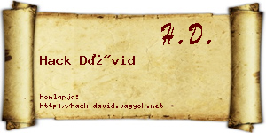 Hack Dávid névjegykártya