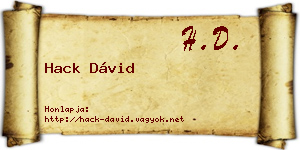 Hack Dávid névjegykártya
